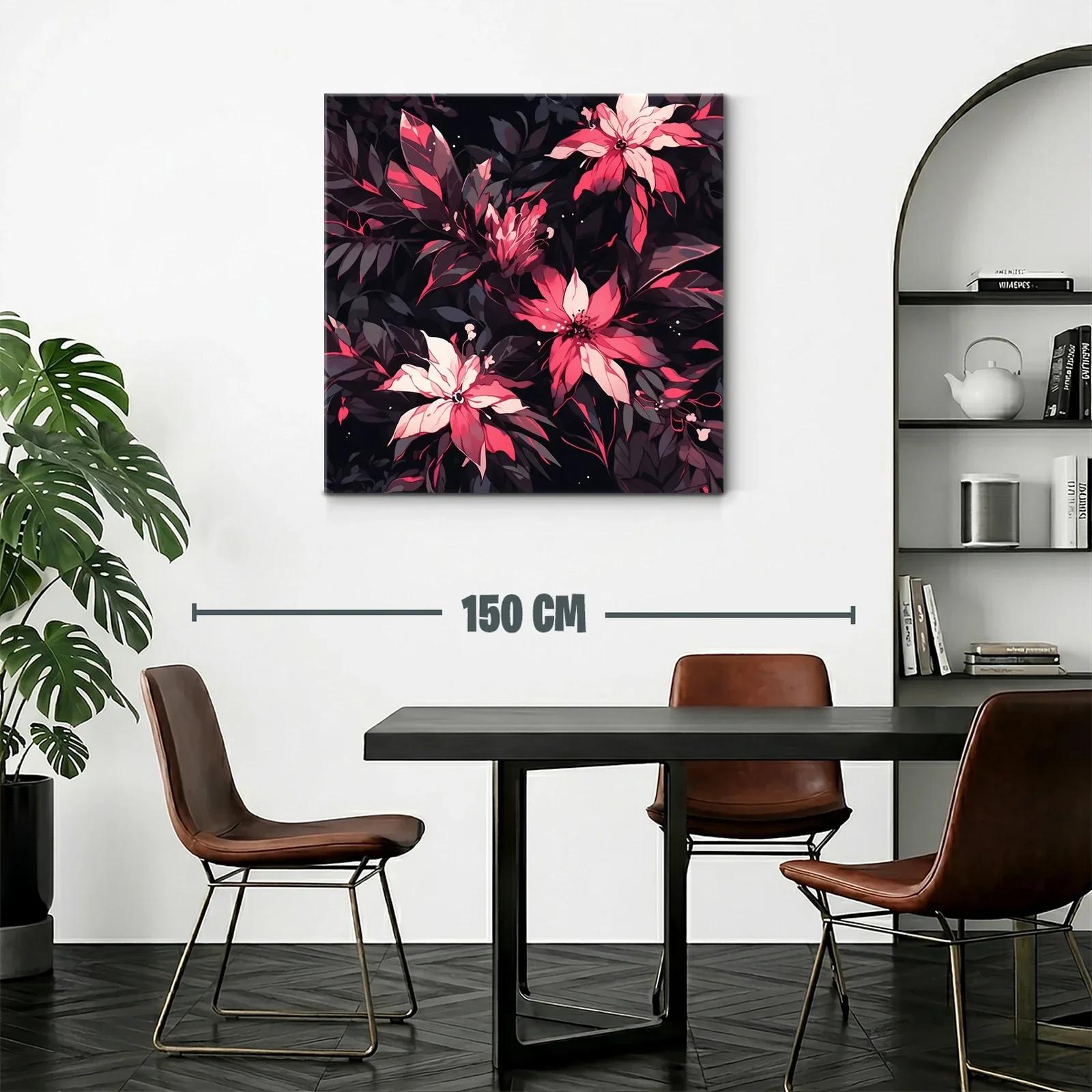 Cuadro floral con tonos vibrantes y fondo oscuro — miniatura 2