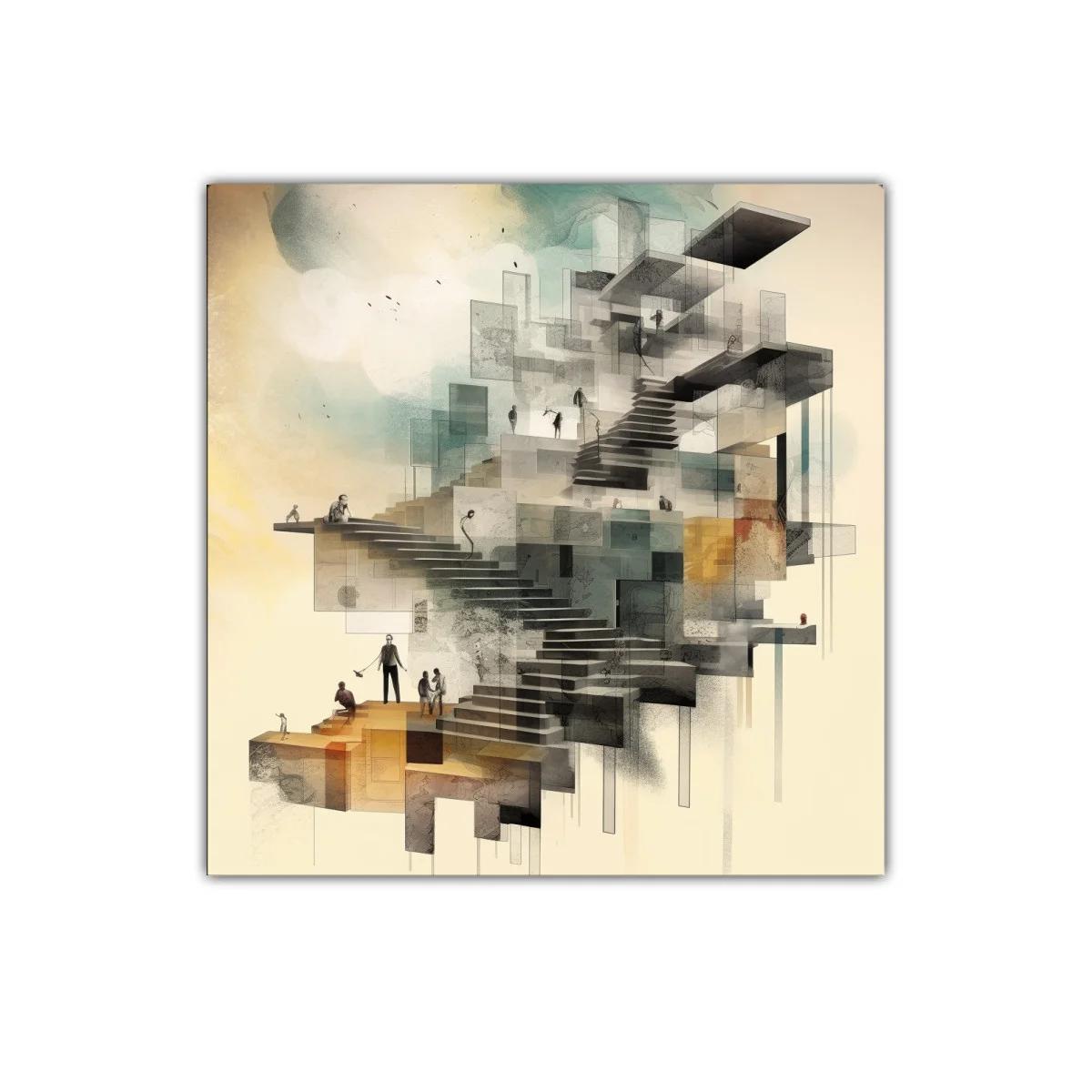 Escalera abstracta en tonos cálidos y grises — miniatura 1