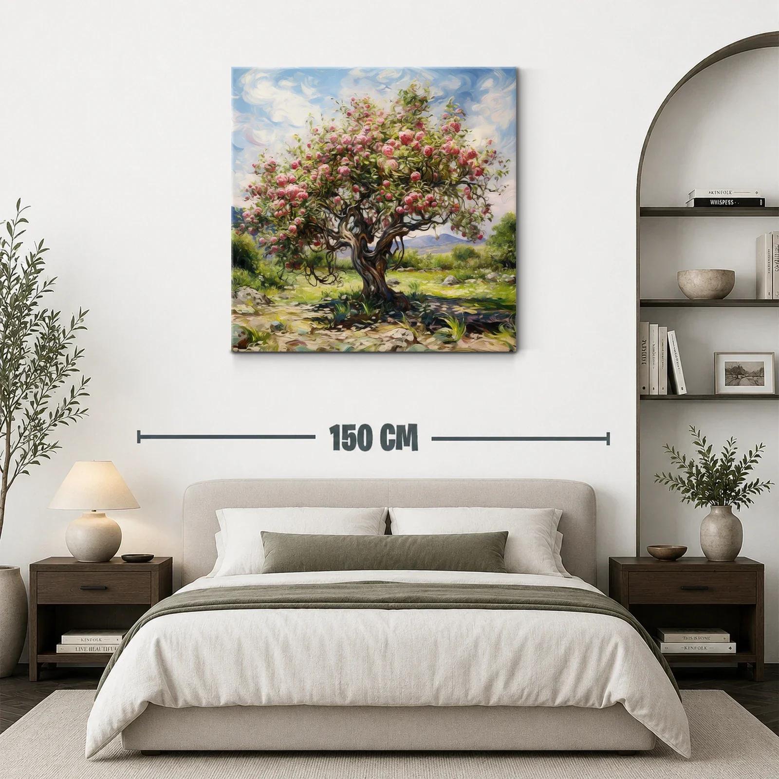 Árbol florido con manzanas en paisaje natural — miniatura 3