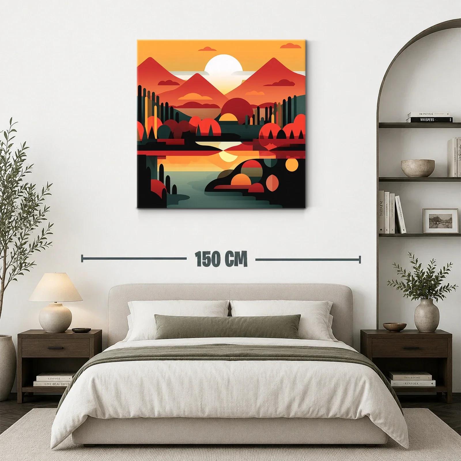 Paisaje geométrico en tonos cálidos al atardecer — miniatura 3