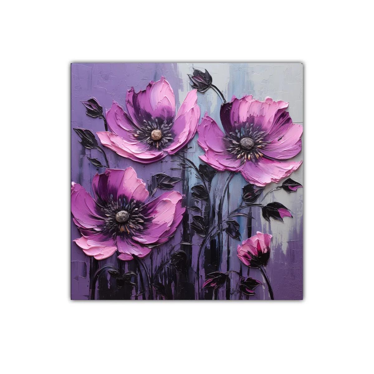 Cuadro decorativo con flores en tonos morados vibrantes — imagen principal