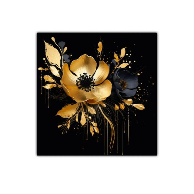 Flores doradas y negras con elegancia sofisticada