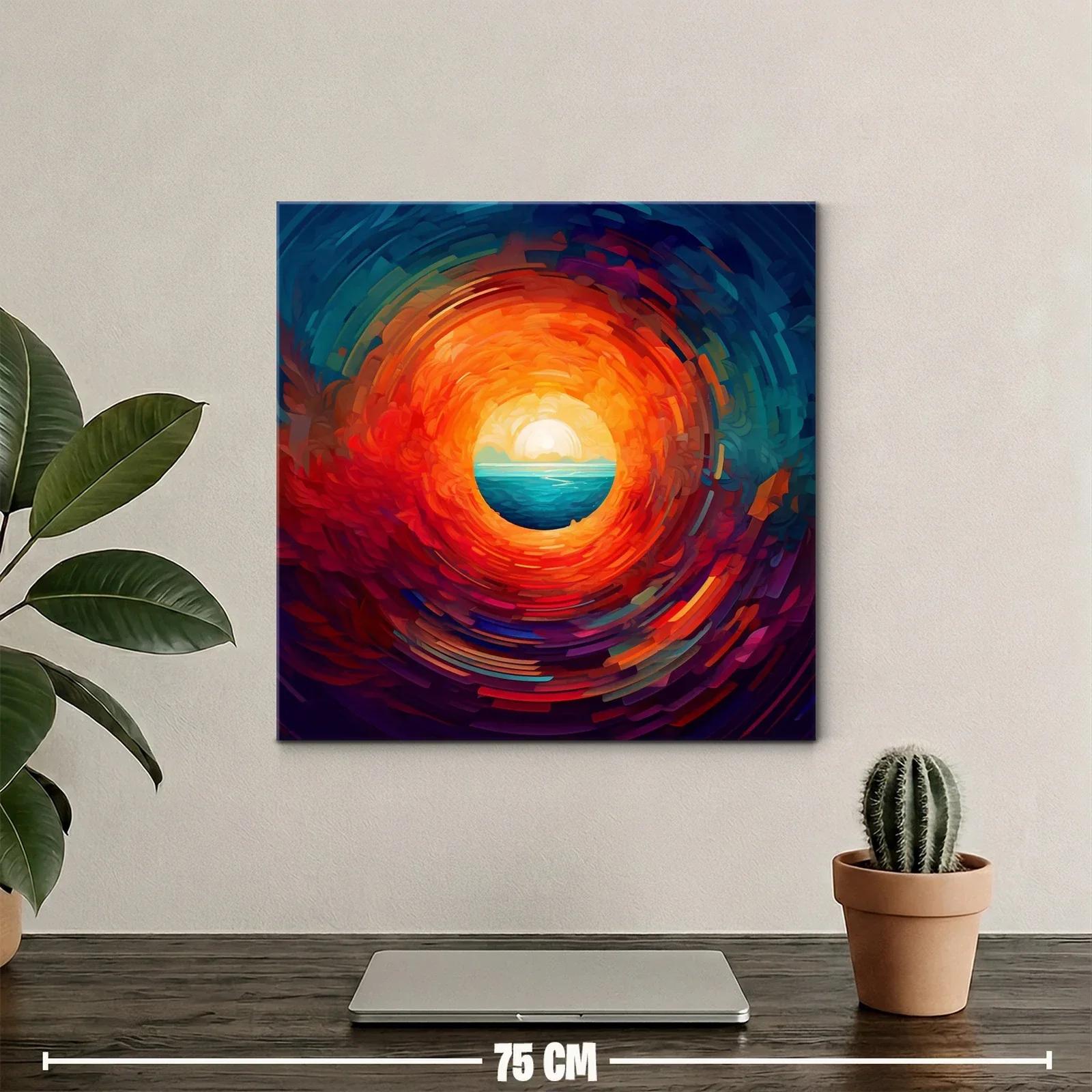Círculo de fuego con horizonte y mar en tonos vibrantes — miniatura 2