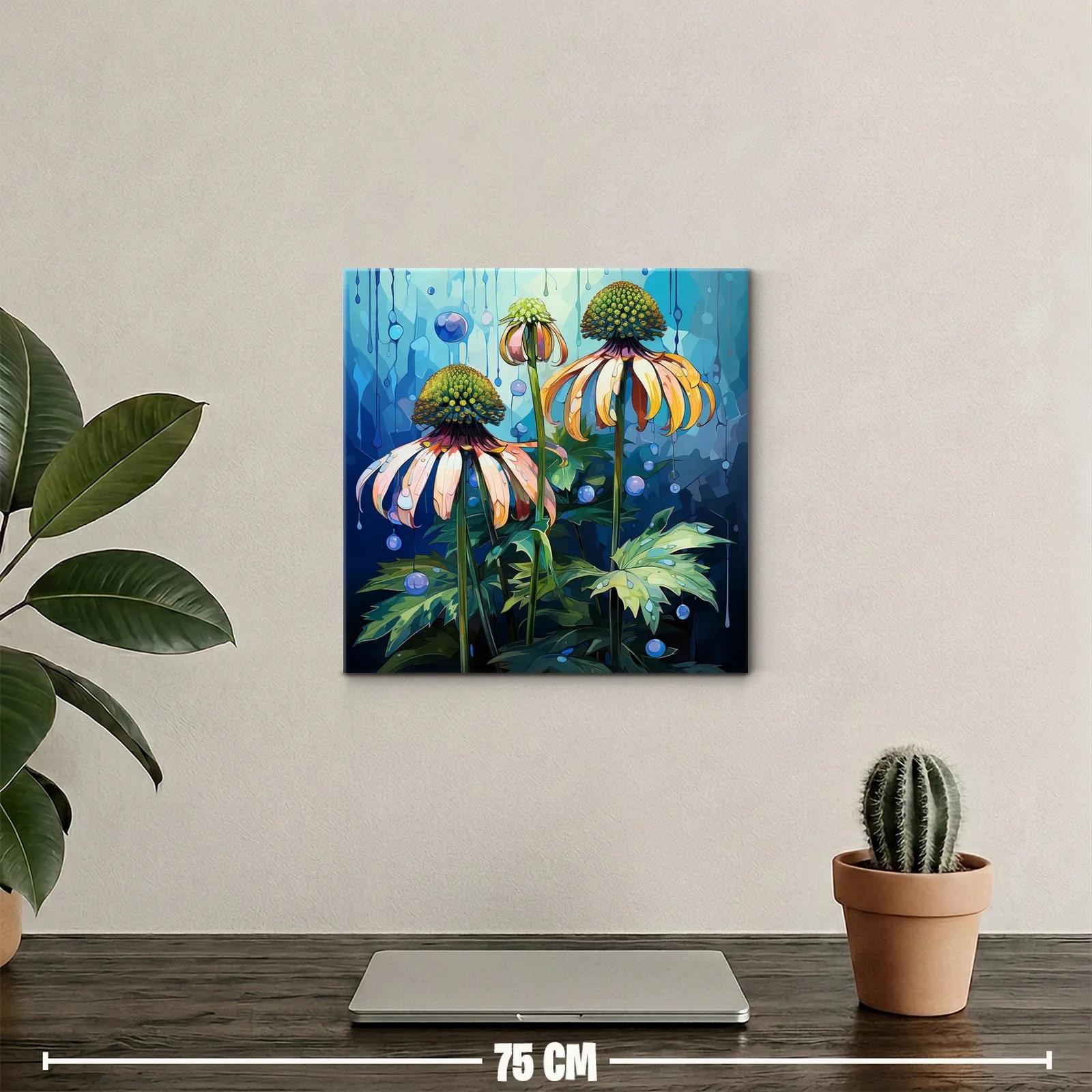 Flores abstractas en tonalidades frías y cálidas vibrantes — miniatura 2