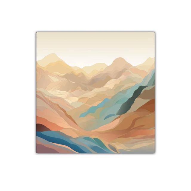 Paisaje abstracto de montañas en tonos cálidos y fríos suaves