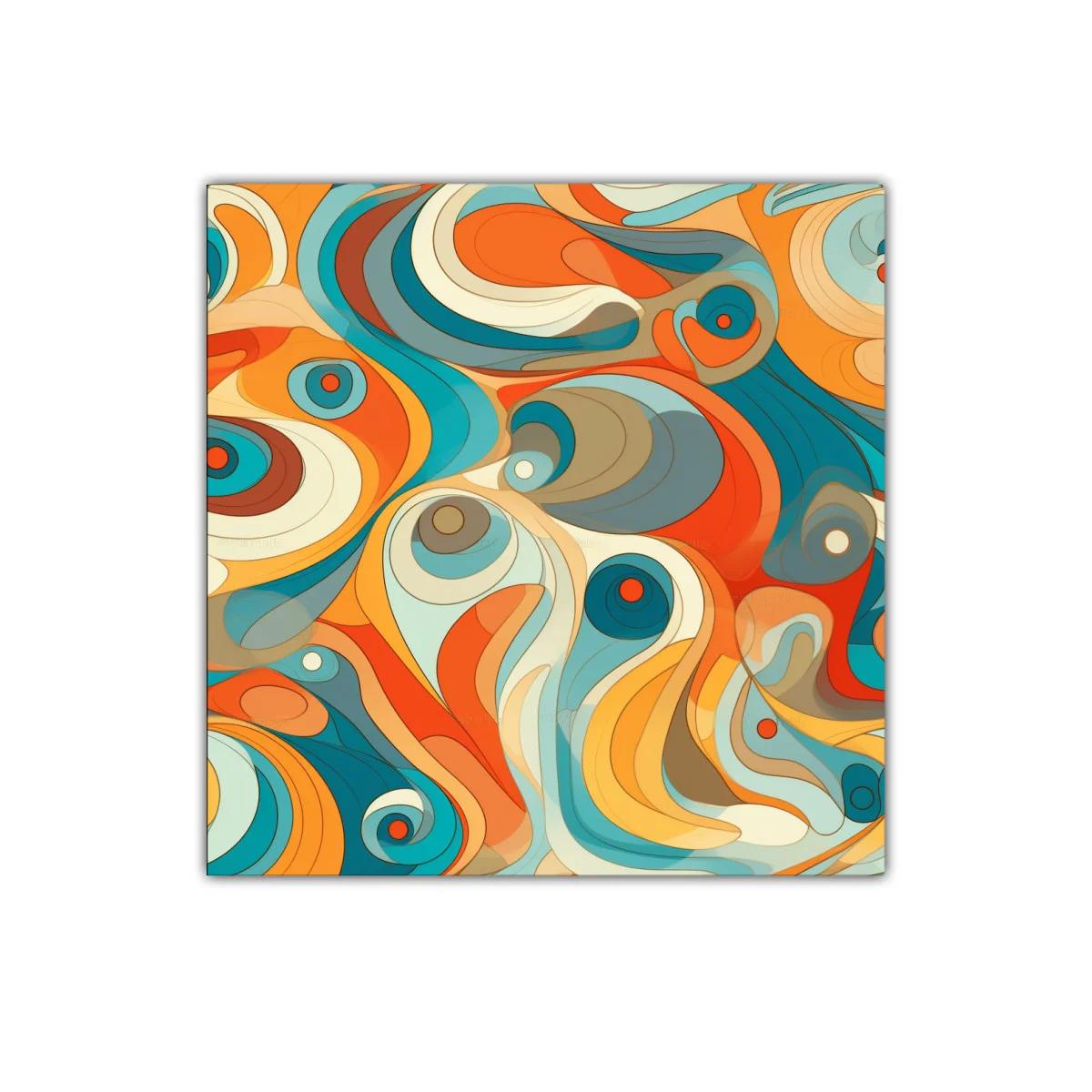 Composición Abstracta en Tonos Cálidos y Azules Vibrantes