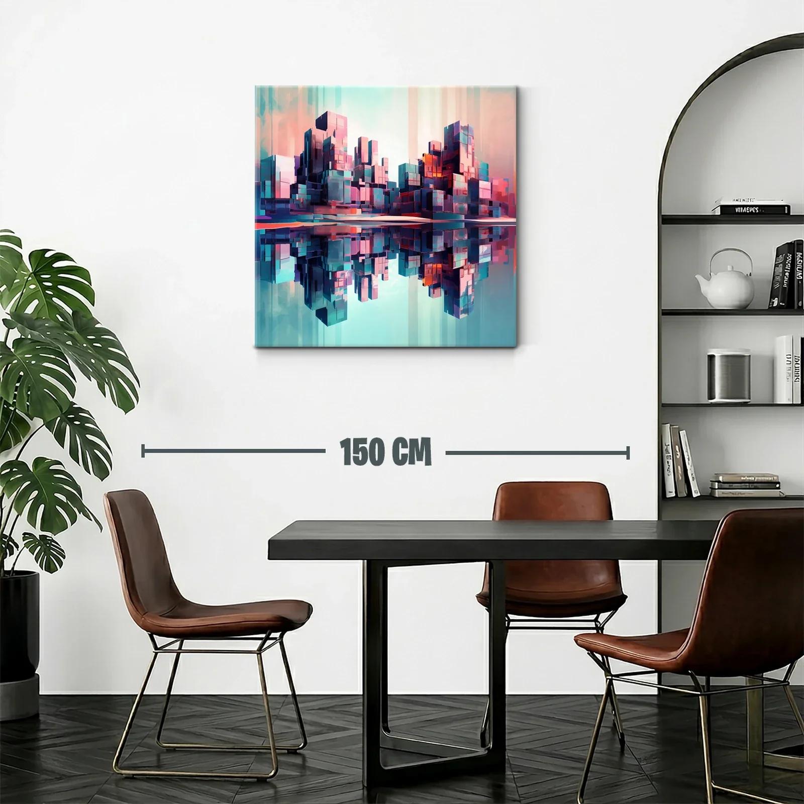 Ciudad futurista reflejada en tonos vibrantes y suaves — miniatura 2