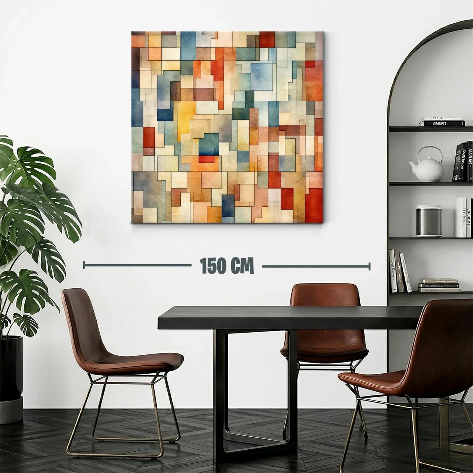Composición abstracta con bloques en tonos cálidos y fríos — miniatura 2