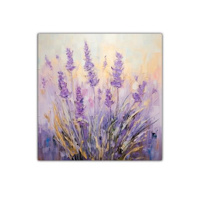 Delicada composición floral en tonos lavanda y dorados