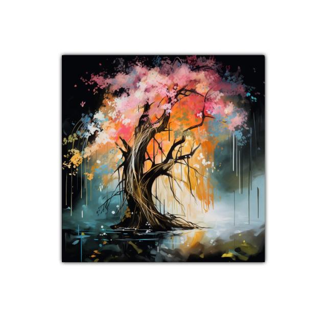 Árbol mágico con colores vibrantes y atmósfera onírica