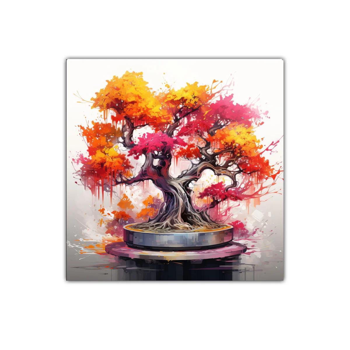 Árbol colorido con tonos cálidos y vibrantes