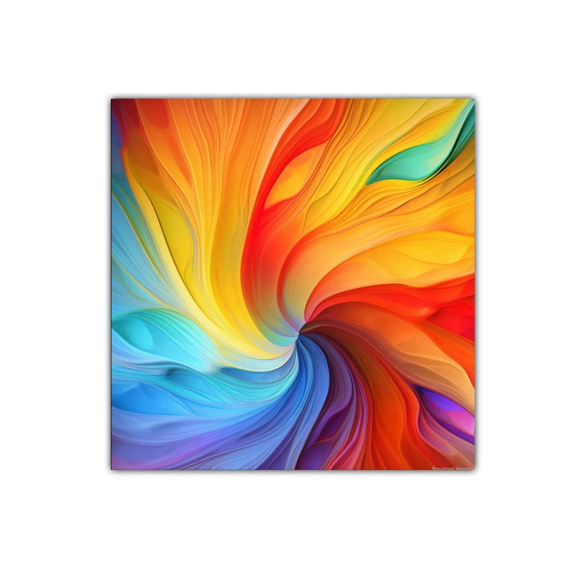 Explosión de colores cálidos y fríos en espiral vibrante