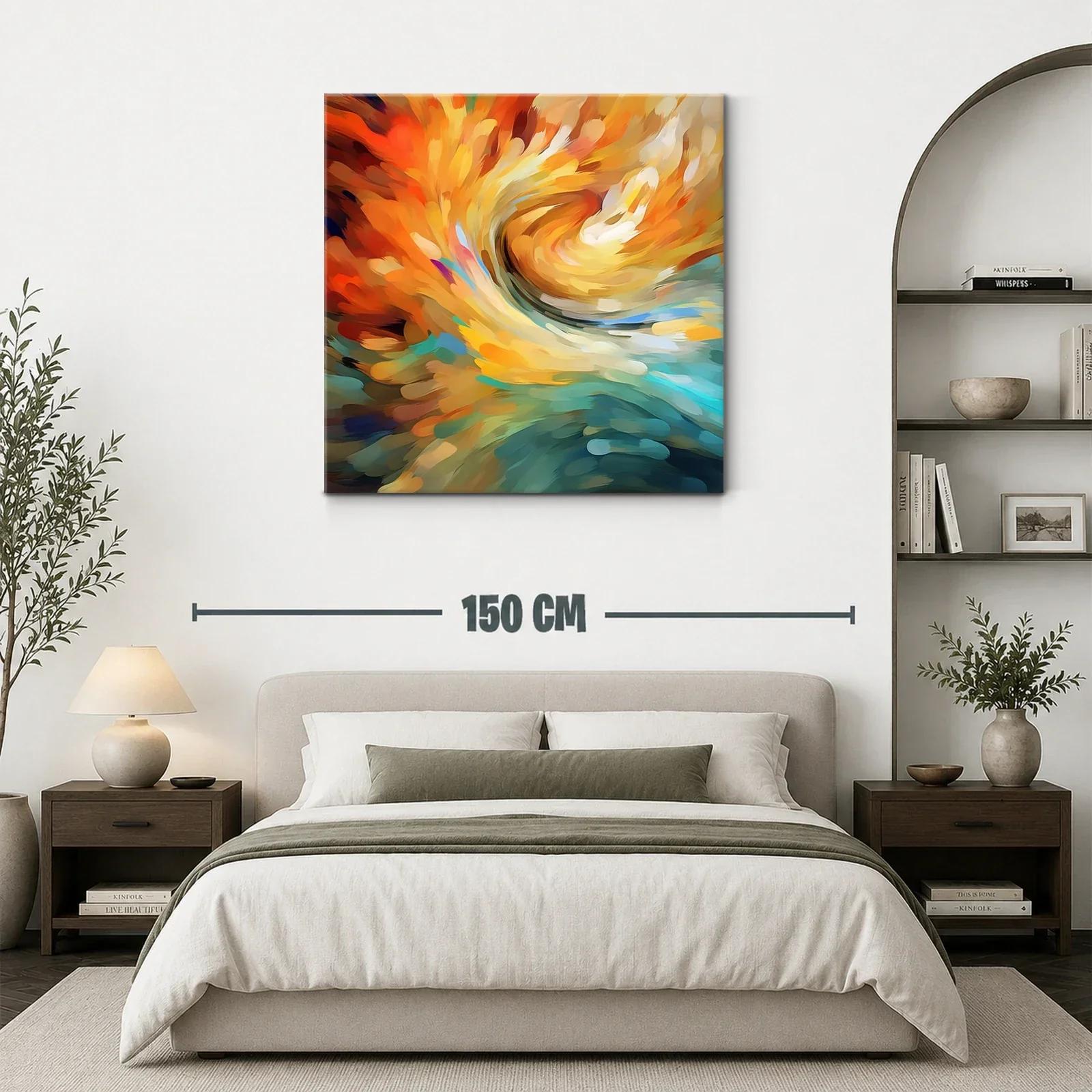 Cuadro abstracto con vibrantes tonos cálidos y fríos — miniatura 3