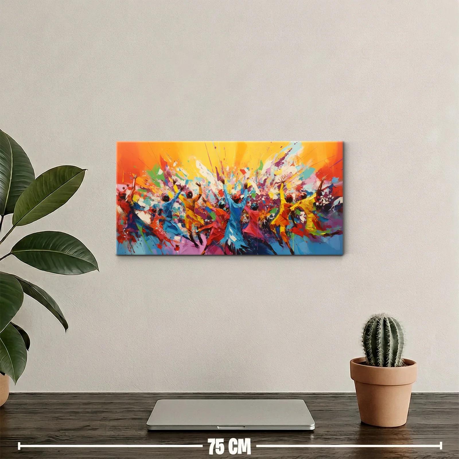 Cuadro figuras humanas bailando con estallido de color — miniatura 2