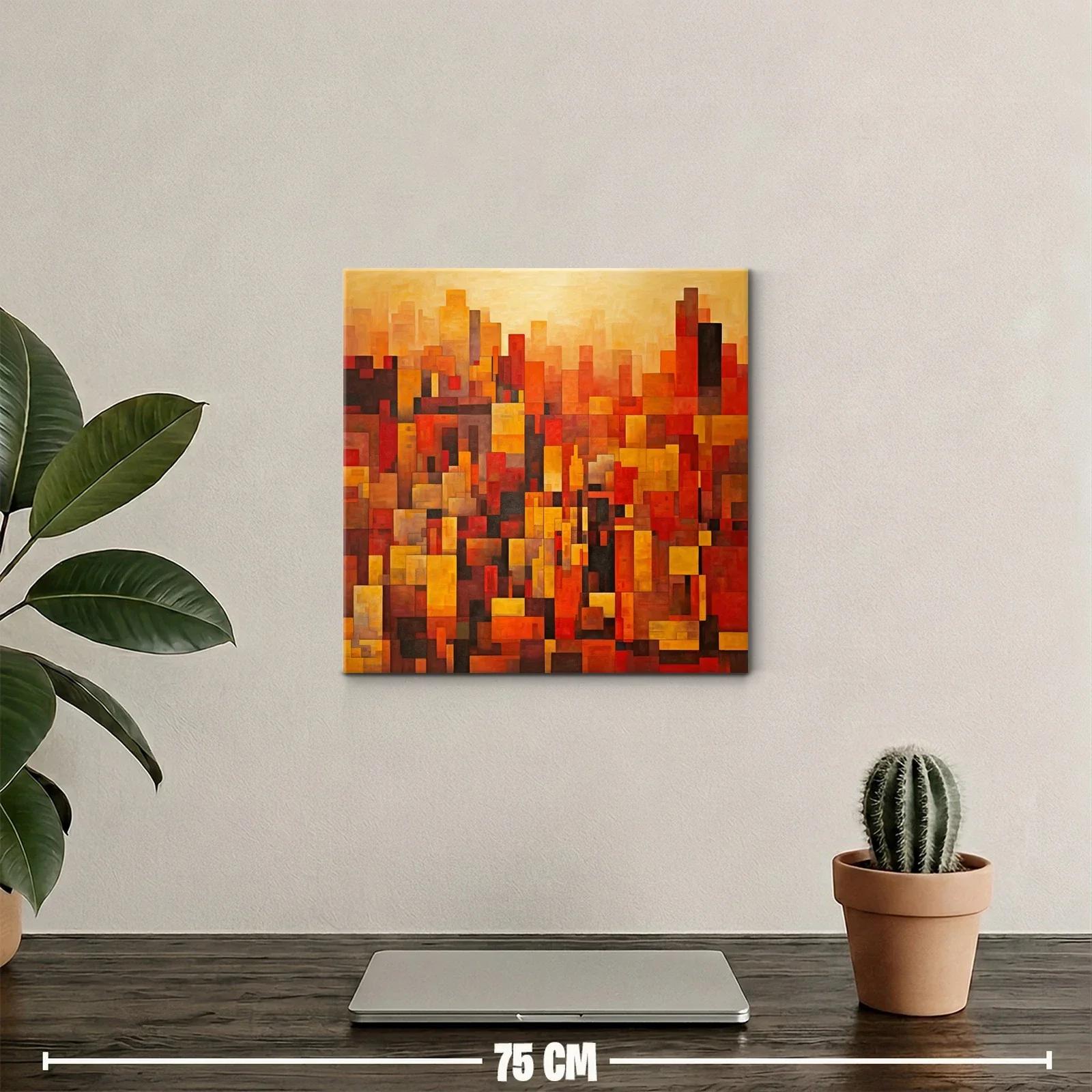 Cuadro abstracto con formas geométricas en tonos cálidos — miniatura 2