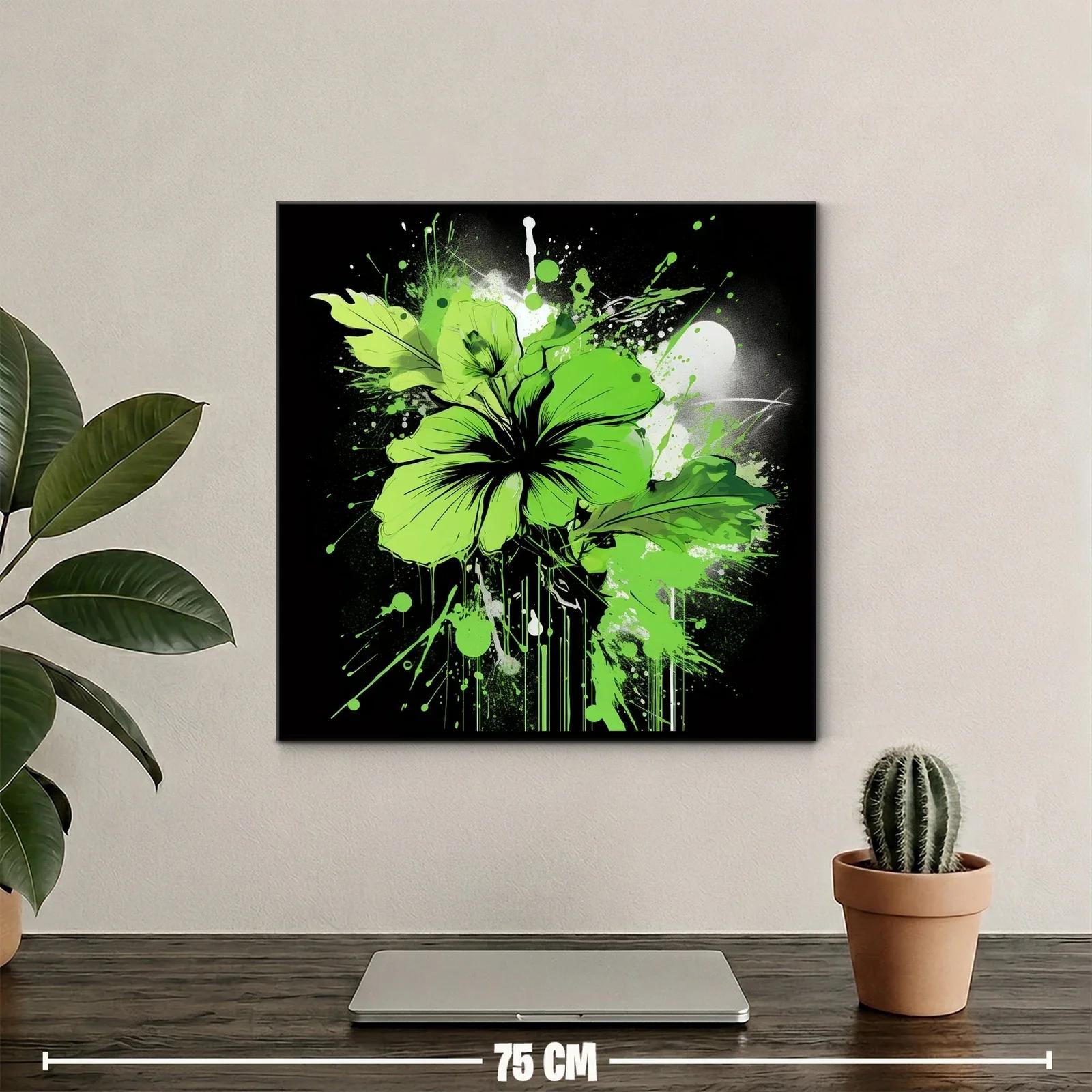 Flor verde vibrante con explosión artística sobre fondo oscuro — miniatura 2