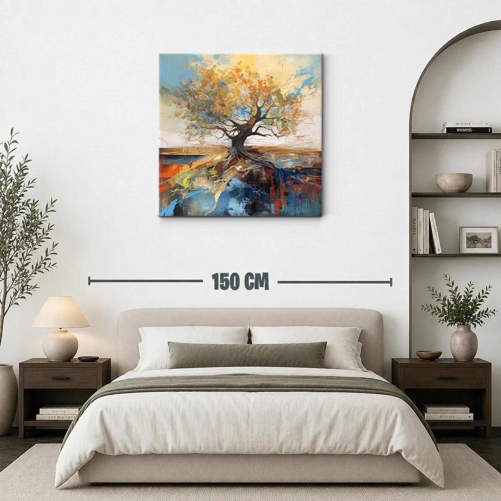 Árbol enraizado con hojas vibrantes y cielo azul — miniatura 3