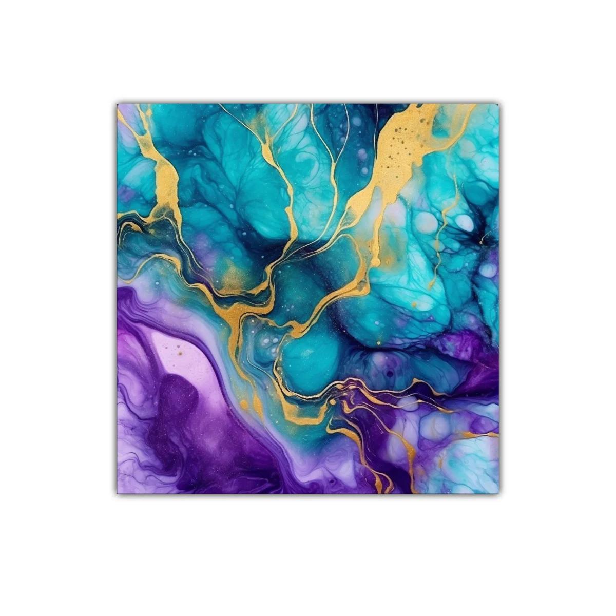 Cuadro decorativo con diseño abstracto en tonos azul y púrpura — miniatura 1