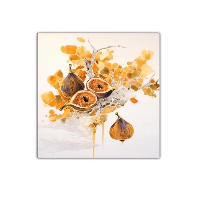 Cuadro decorativo con higos sobre fondo suave