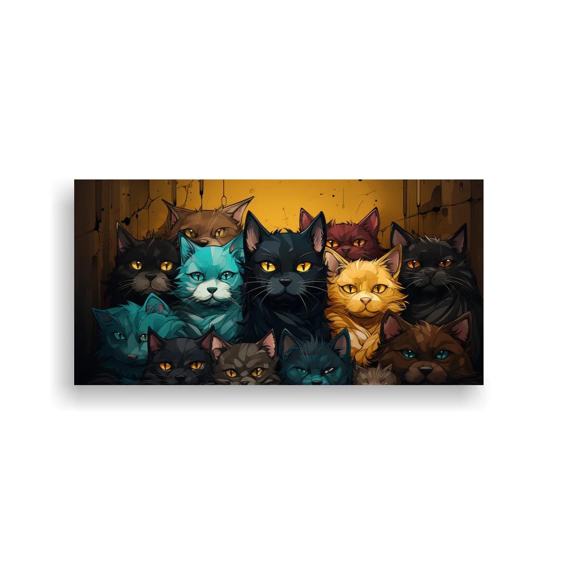 Cuadro grupo de gatos con ojos brillantes