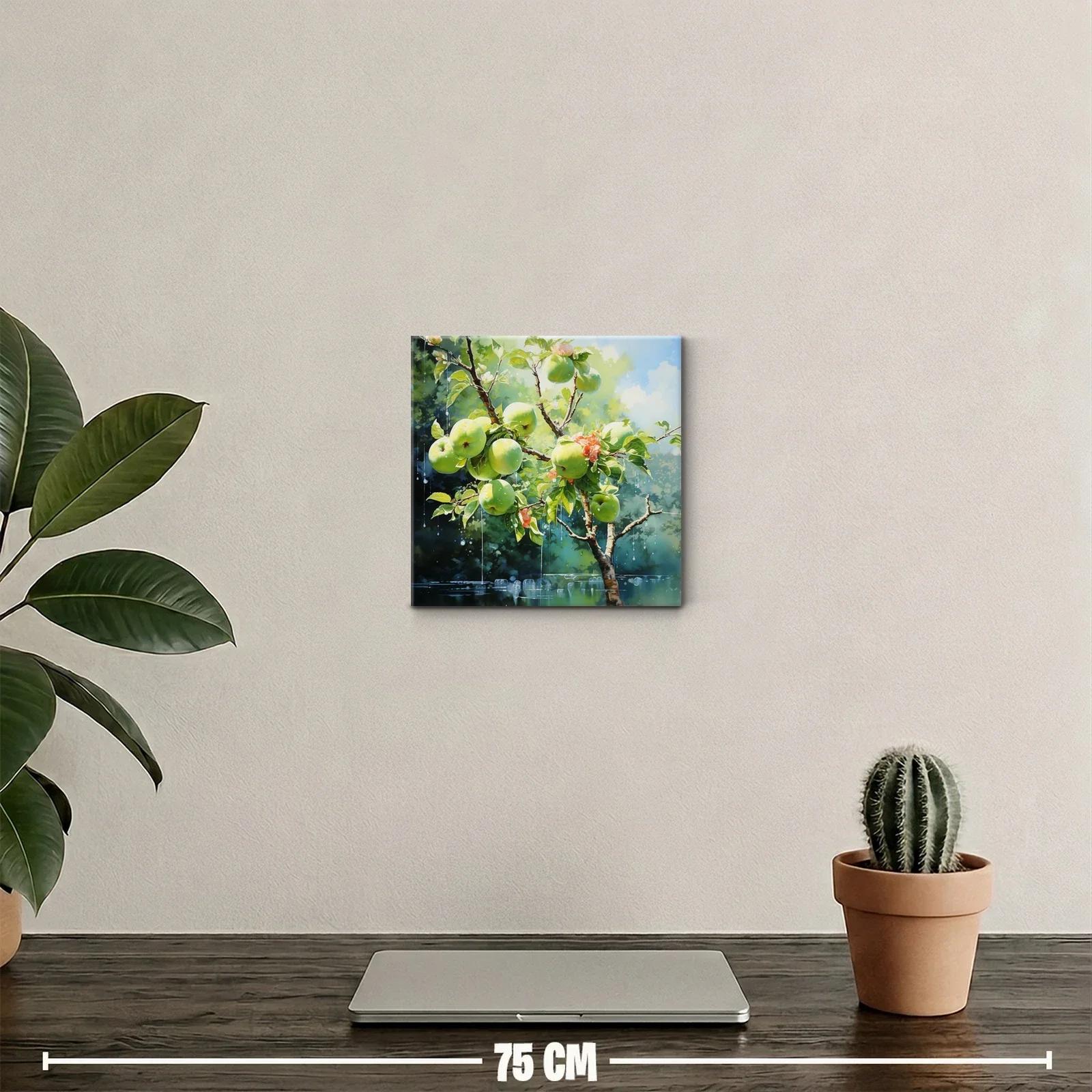 Rama de manzanas verdes con gotas de rocío luminoso — miniatura 2
