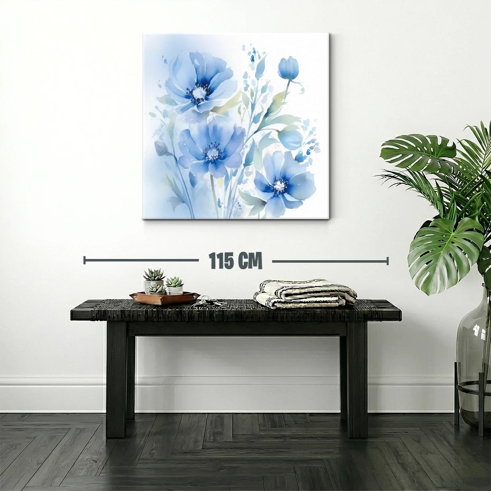 Cuadro floral en tonos azules con delicados pétalos — miniatura 2