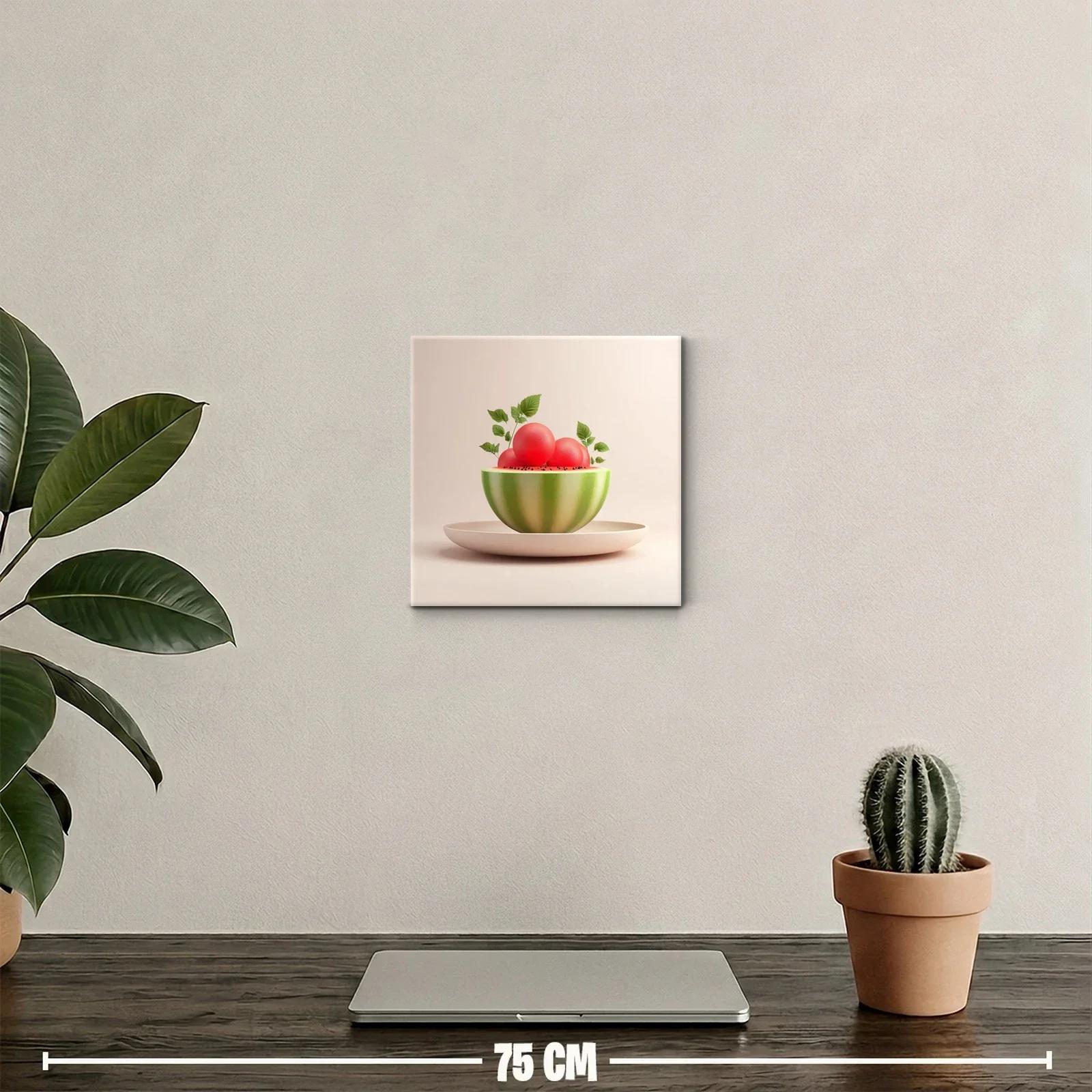 Composición creativa con sandía y esferas rojas — miniatura 2