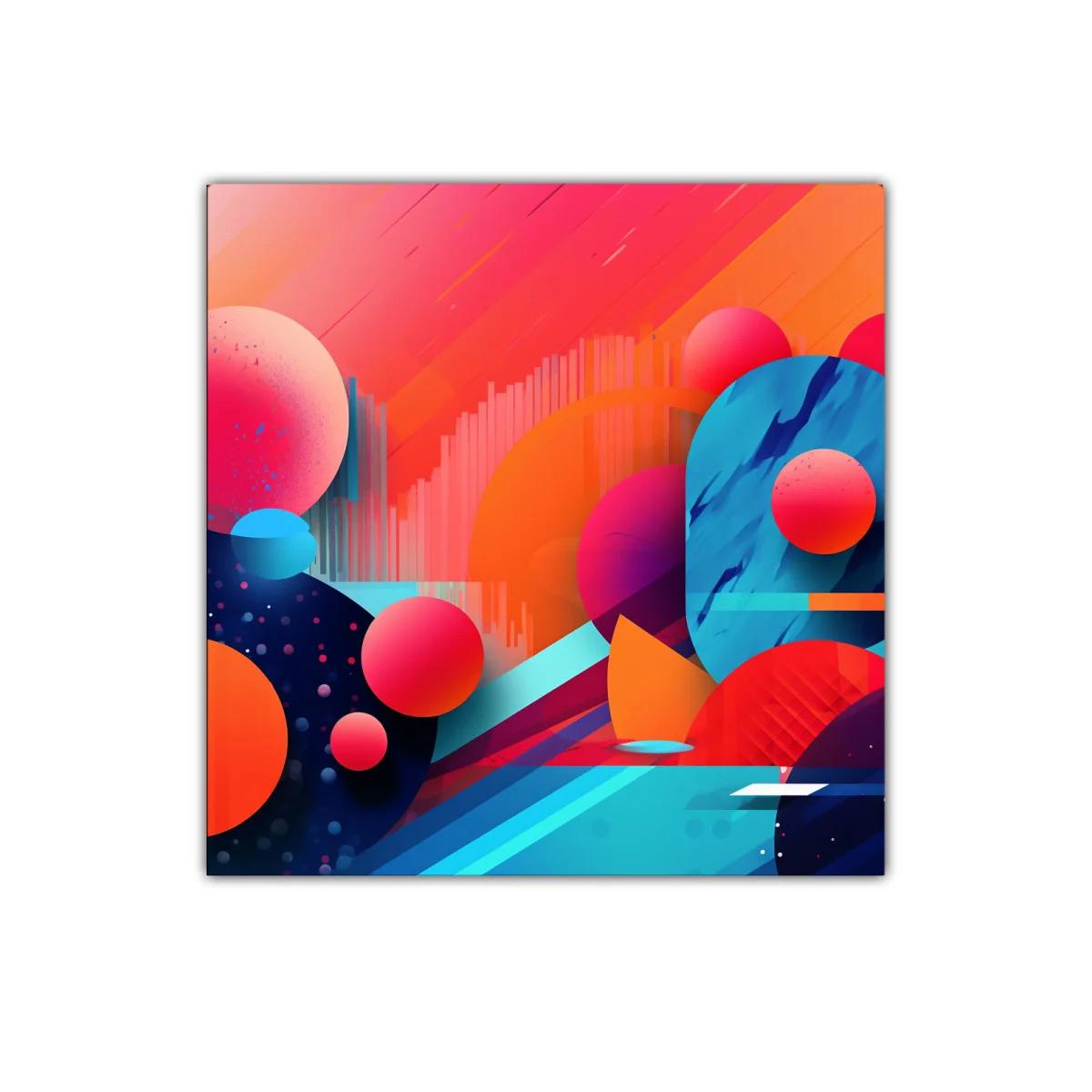 Obra abstracta vibrante con formas geométricas y colores intensos — imagen principal