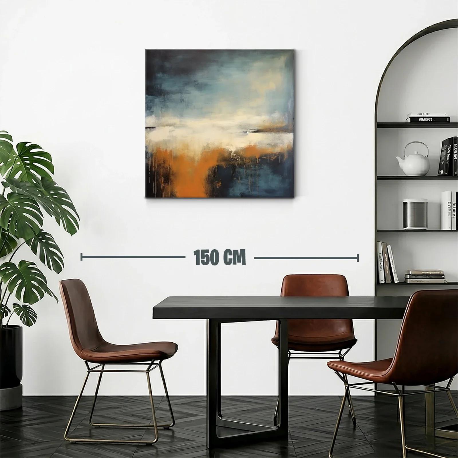 Cuadro abstracto con tonos cálidos y fríos en armonía — miniatura 2