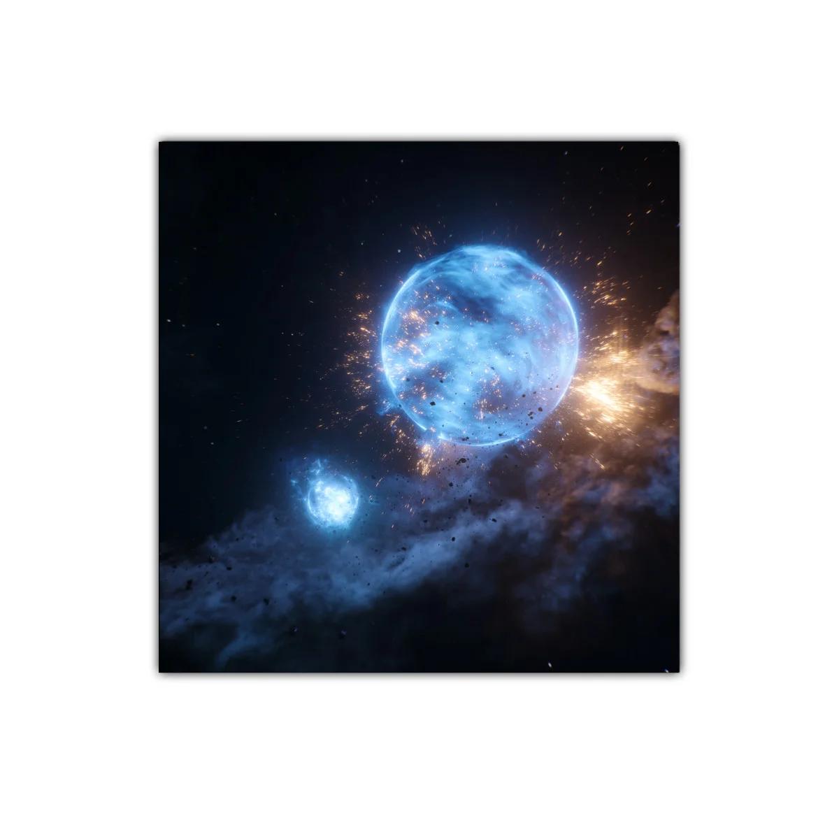Cuadro Galaxia en Explosión Cósmica Azul y Dorada — miniatura 1