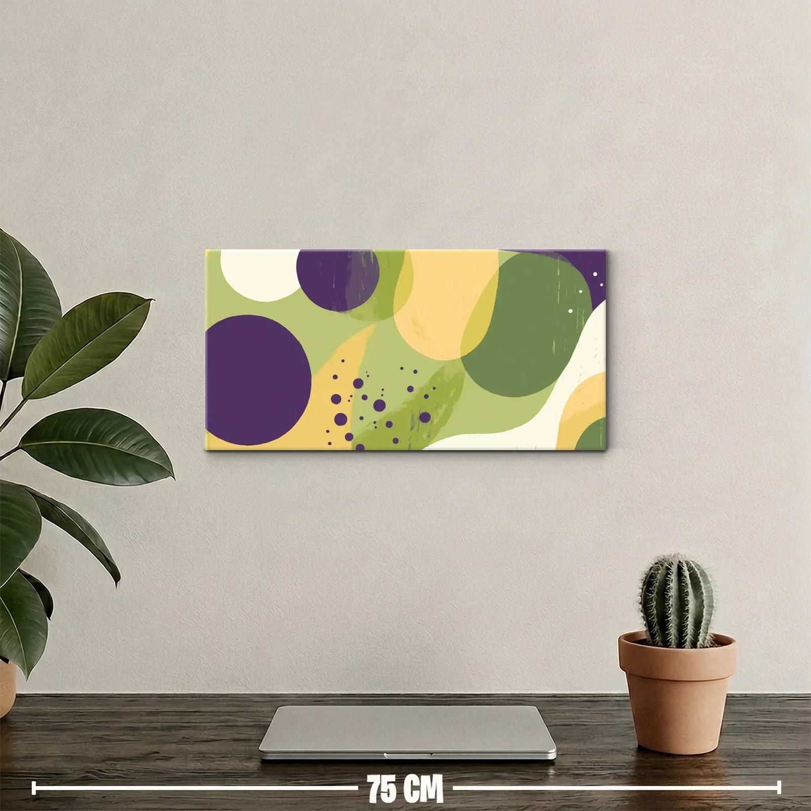 Cuadro círculos superpuestos en morado verde oliva y crema — miniatura 2