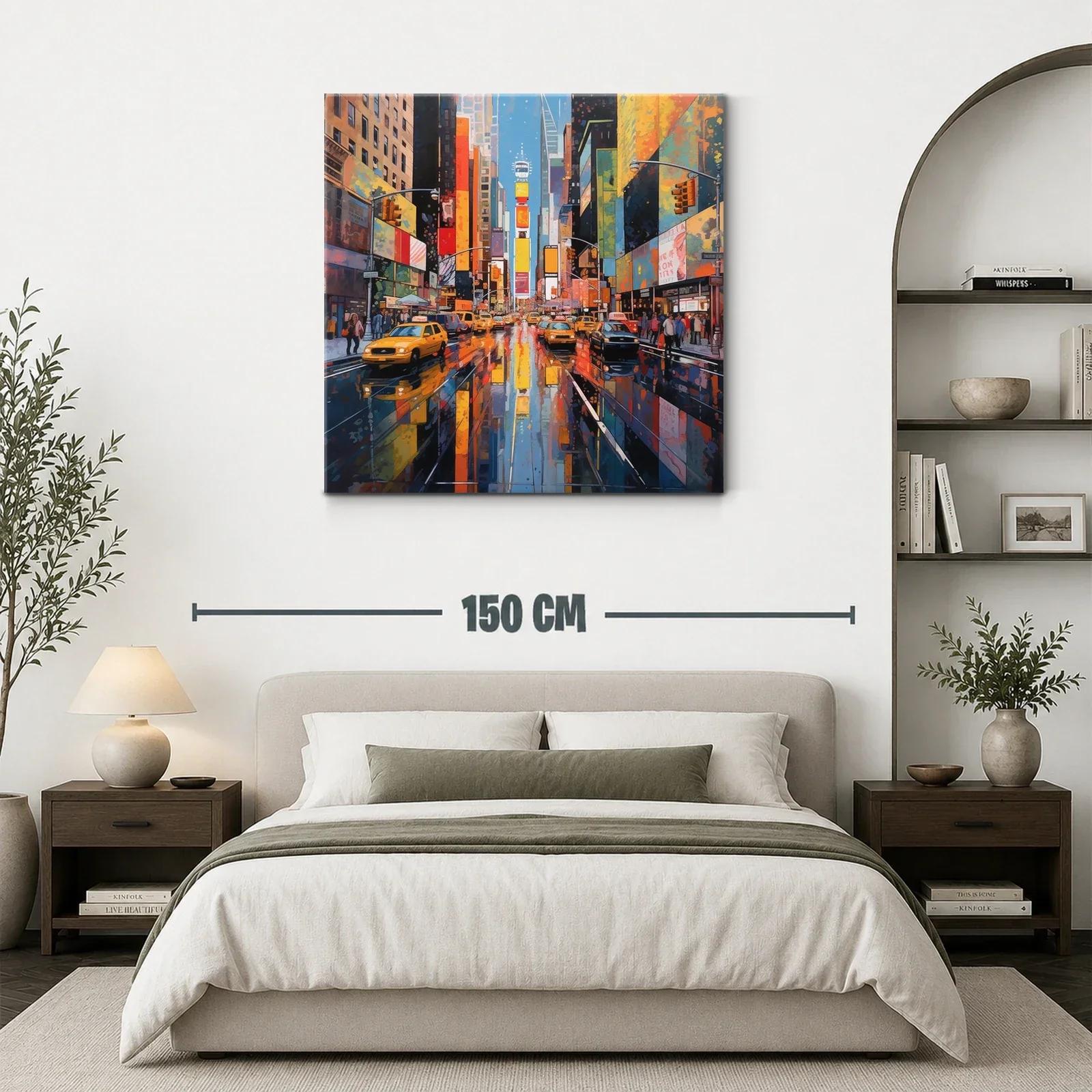 Atardecer vibrante en la ciudad llena de taxis amarillos — miniatura 3
