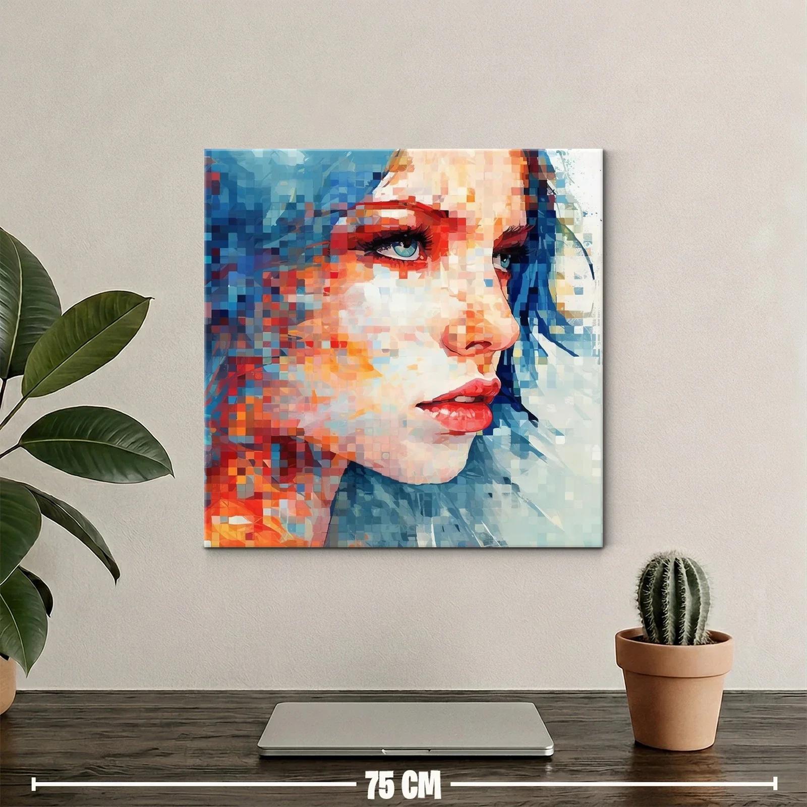 Retrato vibrante con rostro femenino en tonos fríos y cálidos — miniatura 2