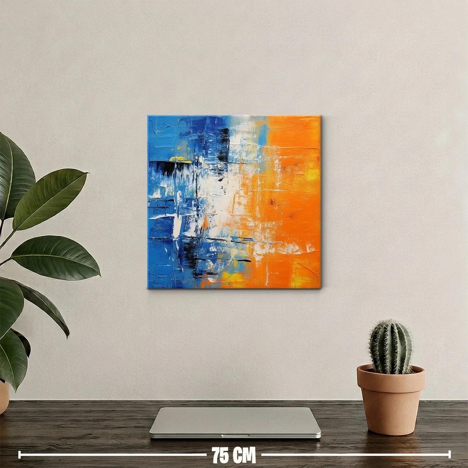 Cuadro abstracto vibrante con contrastes en azul y naranja — miniatura 2