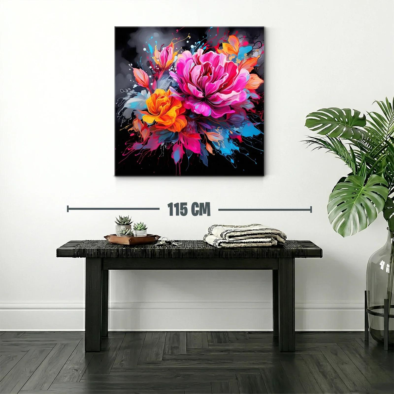 Cuadro vibrante con flores en tonos fucsia y naranja — miniatura 2