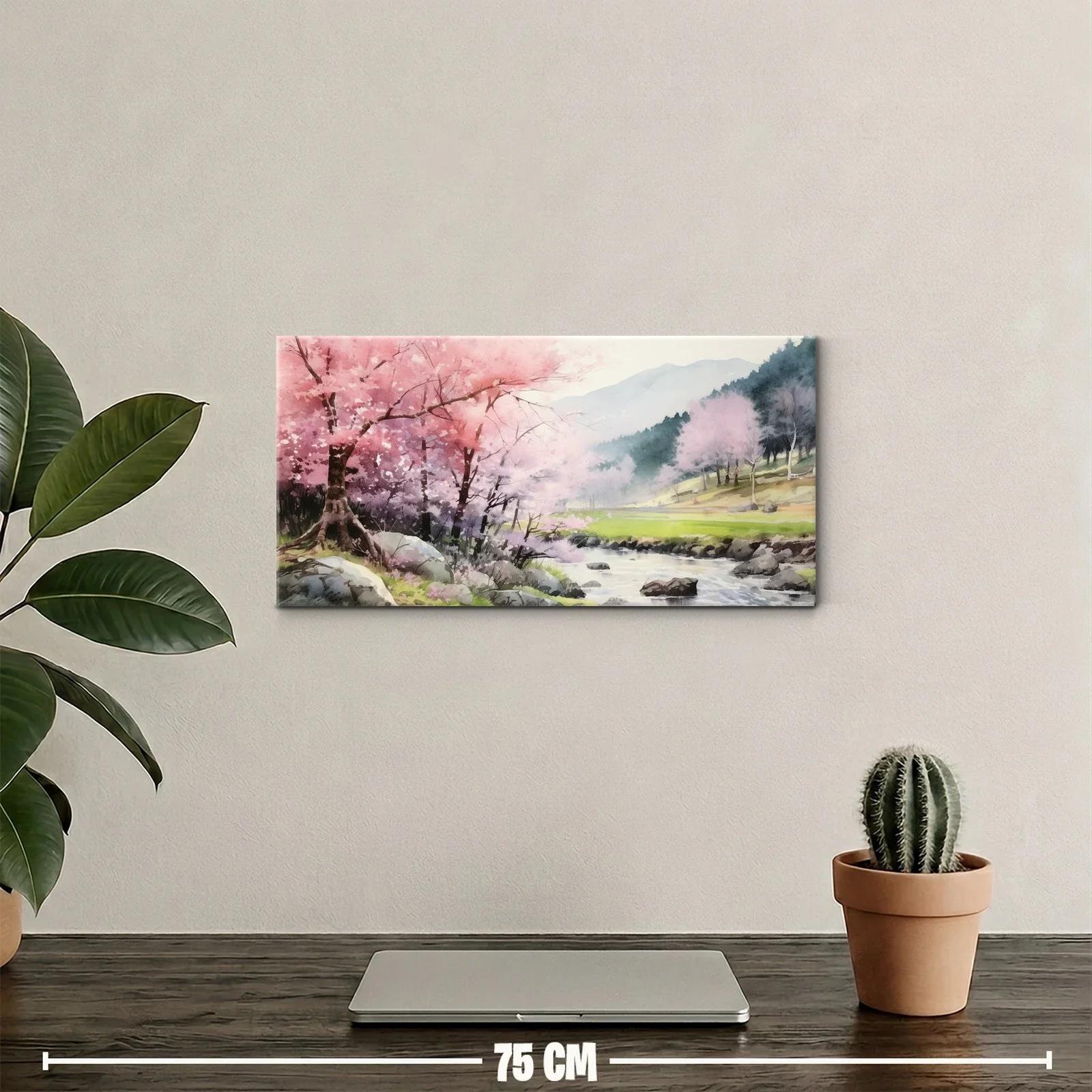 Cuadro cerezos en flor junto a un río — miniatura 2