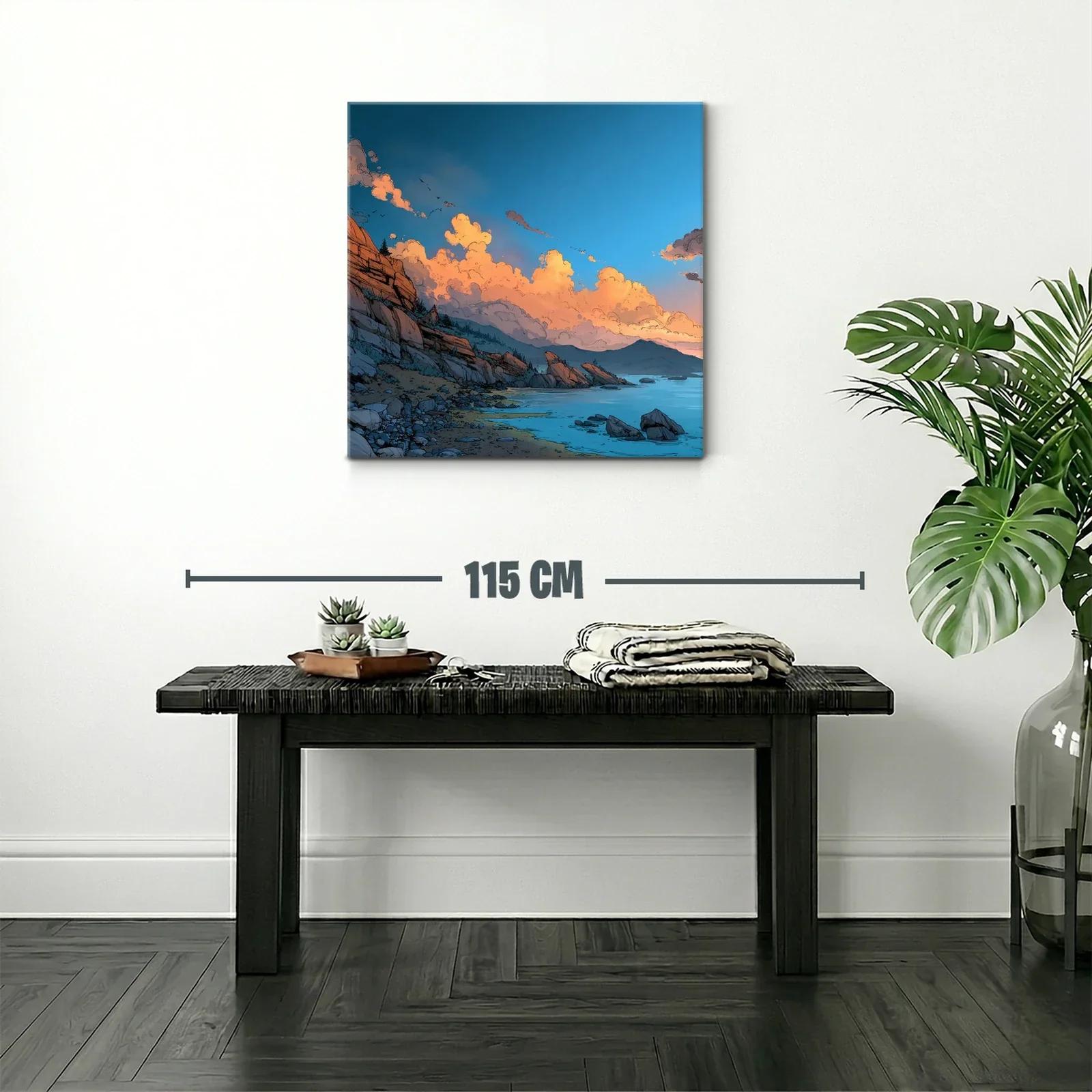 Paisaje costero con rocas y nubes al atardecer — miniatura 2
