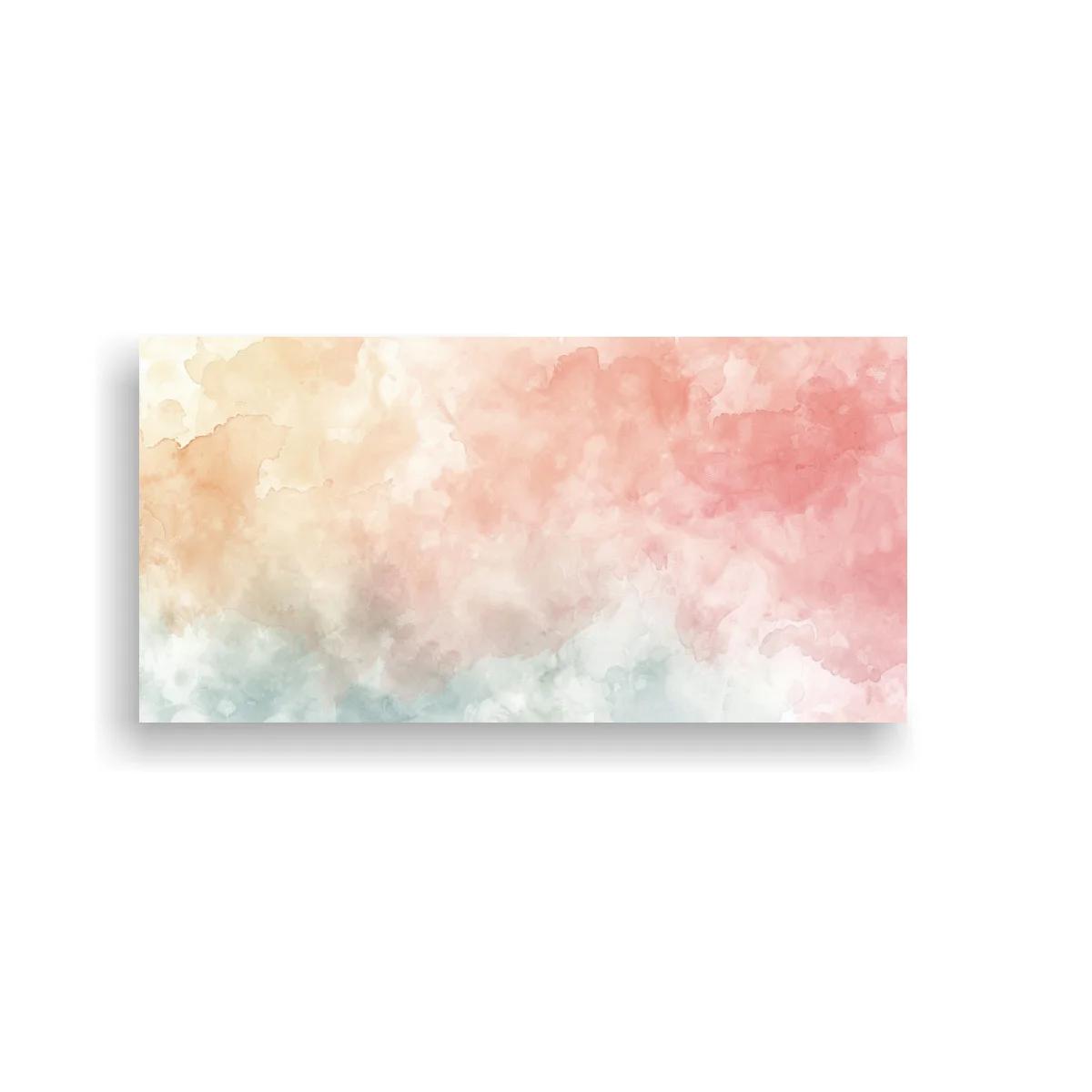 Cuadro nubes en acuarela con toques rosados