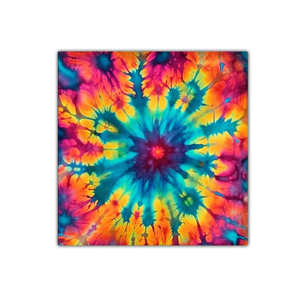 Cuadro abstracto multicolor con explosión de tonos vibrantes