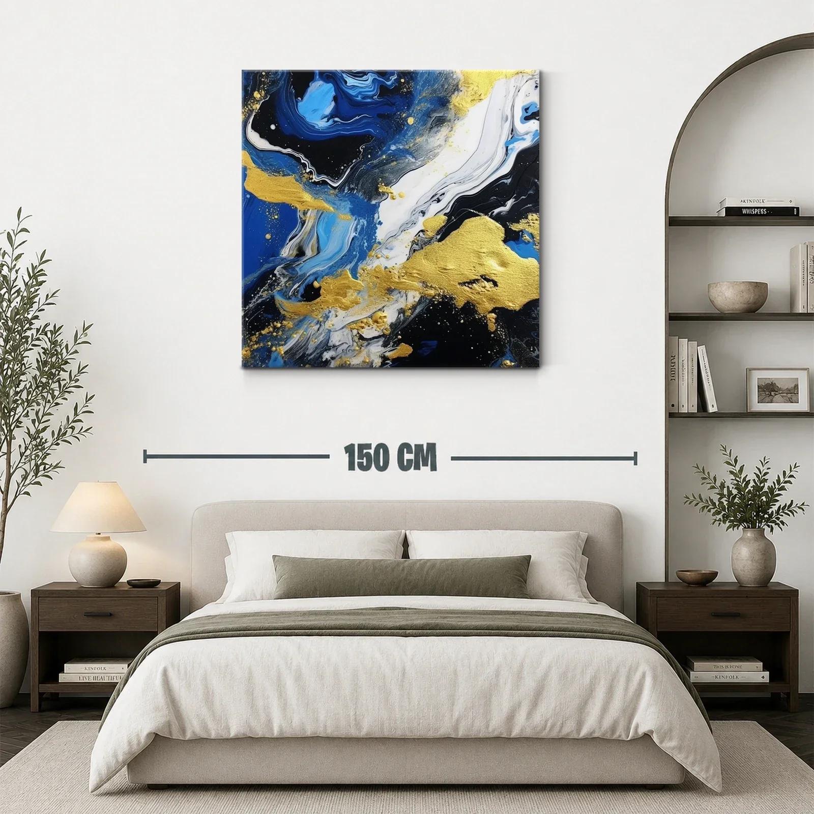 Abstracto vibrante en azul negro y dorado elegante — miniatura 3