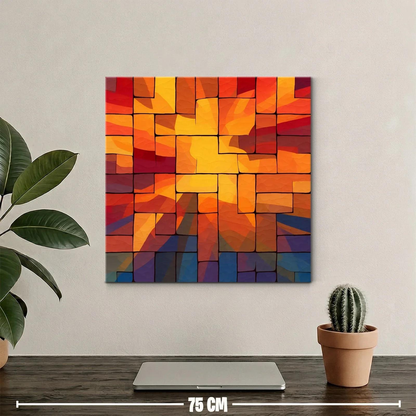 Cuadro abstracto con tonos cálidos y vibrantes contrastes — miniatura 2