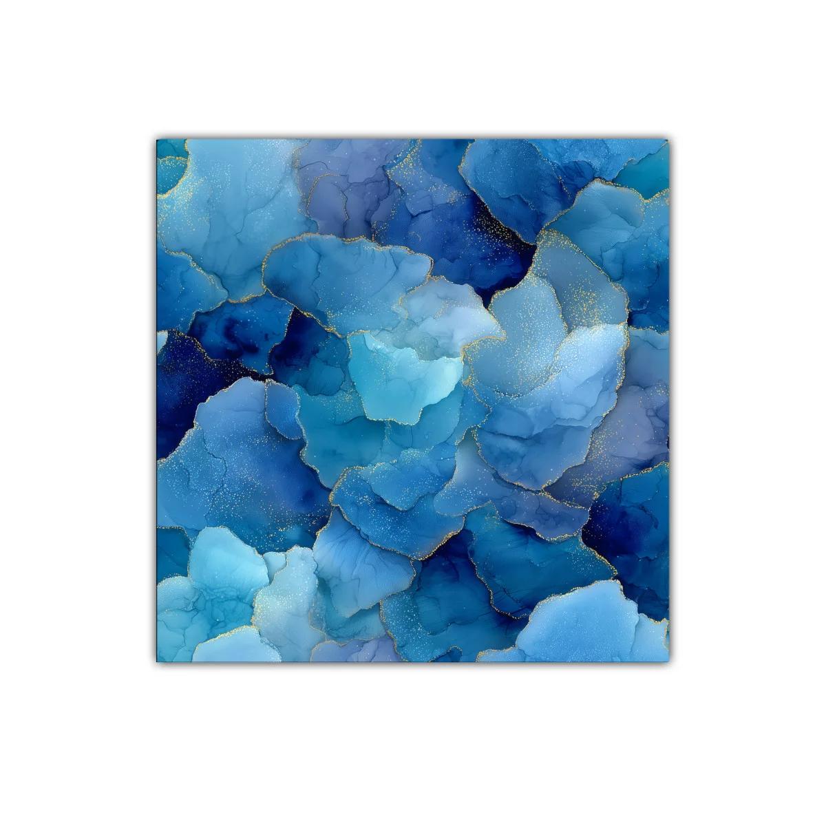 Cuadro abstracto en tonos azules con detalles dorados — imagen principal