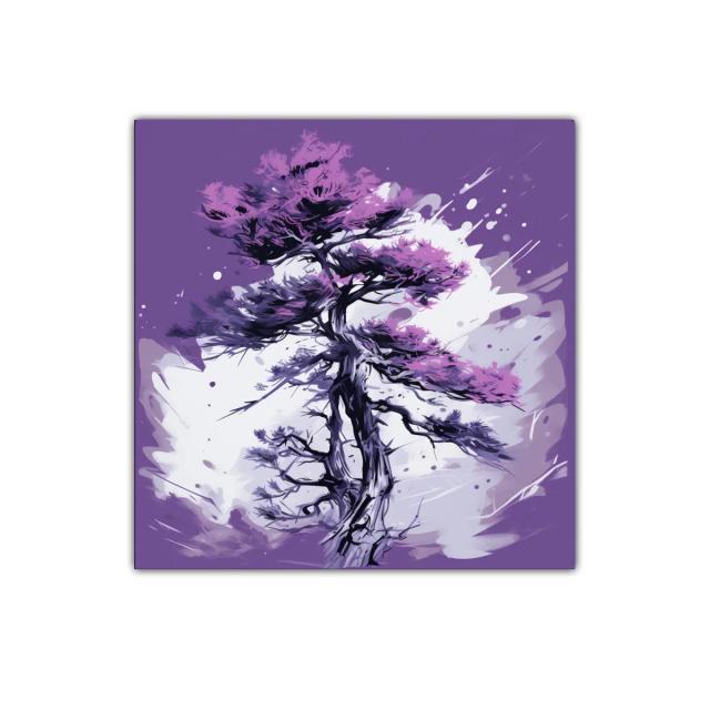 Árbol abstracto con vibrantes tonos morados y lilas