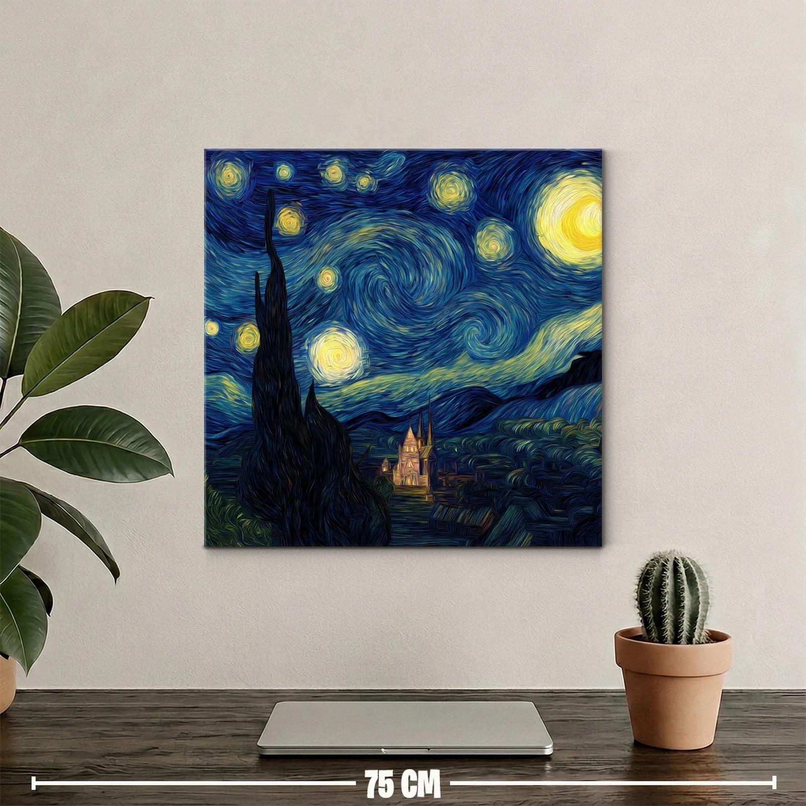 Cielo estrellado con remolinos en azul y amarillo — miniatura 2
