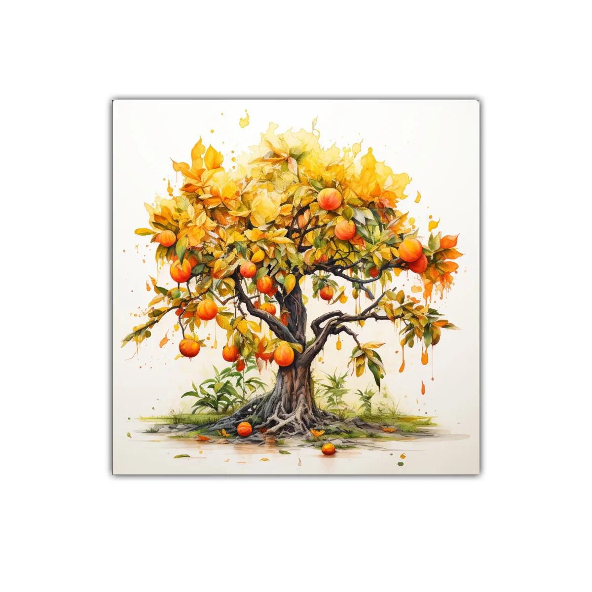Árbol frutal vibrante con tonos cálidos y detalle artístico — miniatura 1