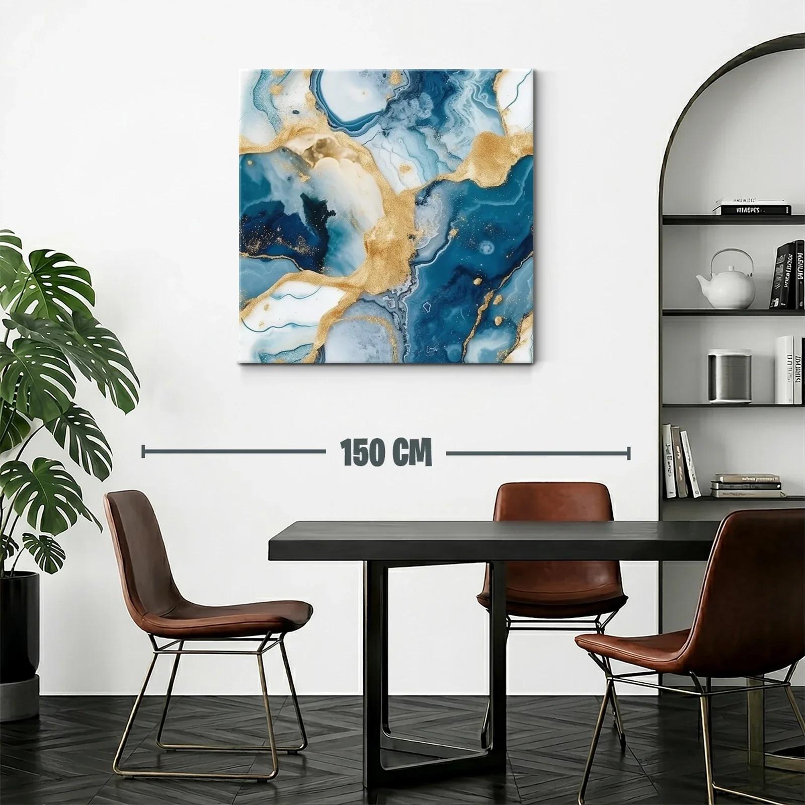 Arte abstracto con tonos azules y dorados elegantes — miniatura 2