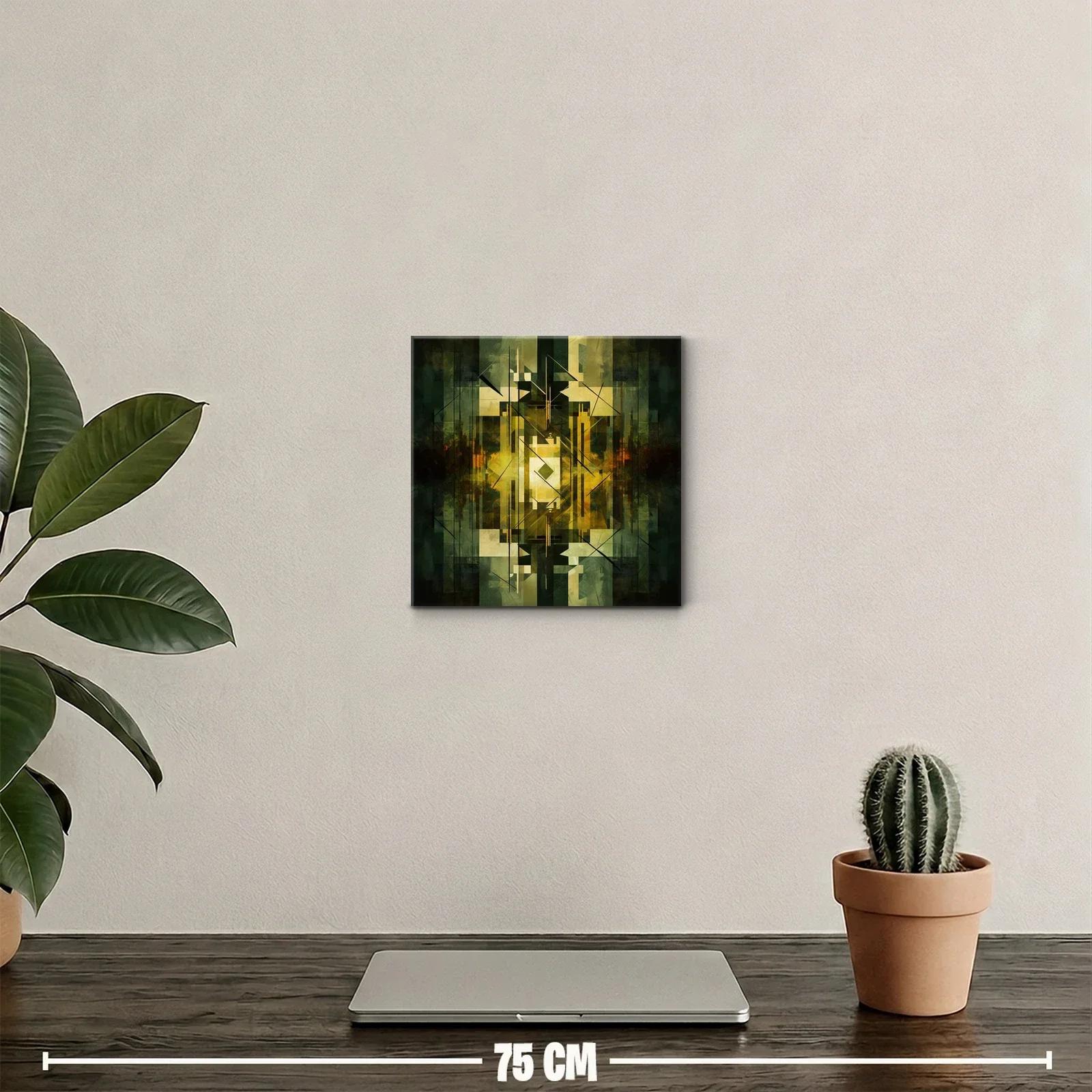Composición Abstracta en Tonos Verdes y Dorados — miniatura 2