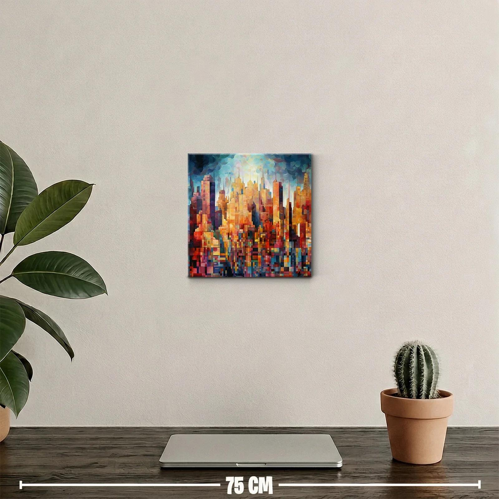 Ciudad vibrante llena de colores cálidos y contrastes intensos — miniatura 2