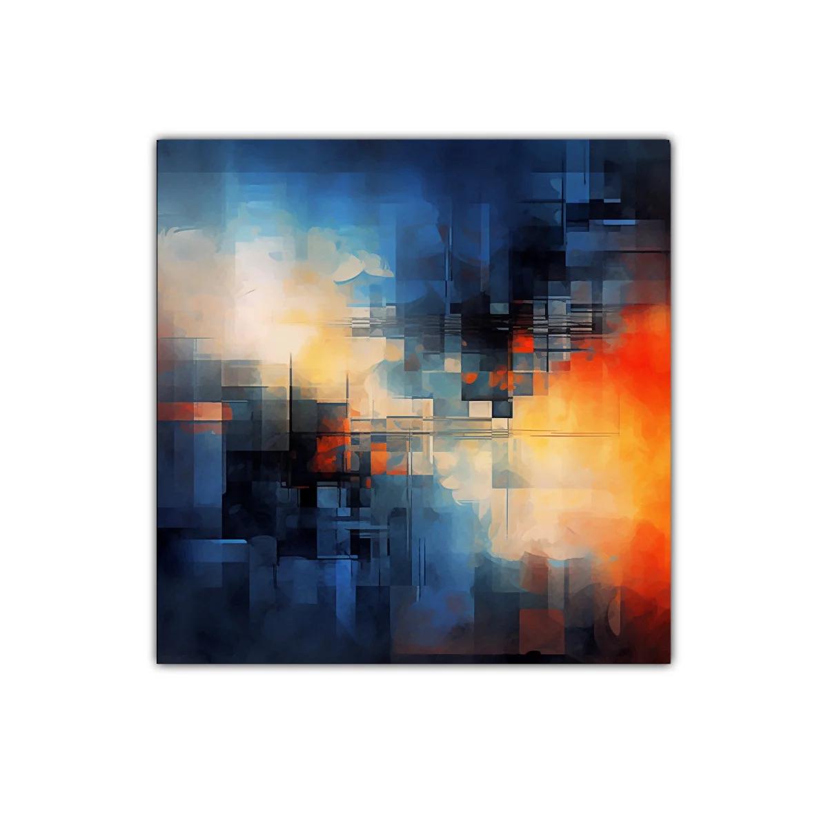 Composición abstracta en tonos azules y naranjas vibrantes — imagen principal