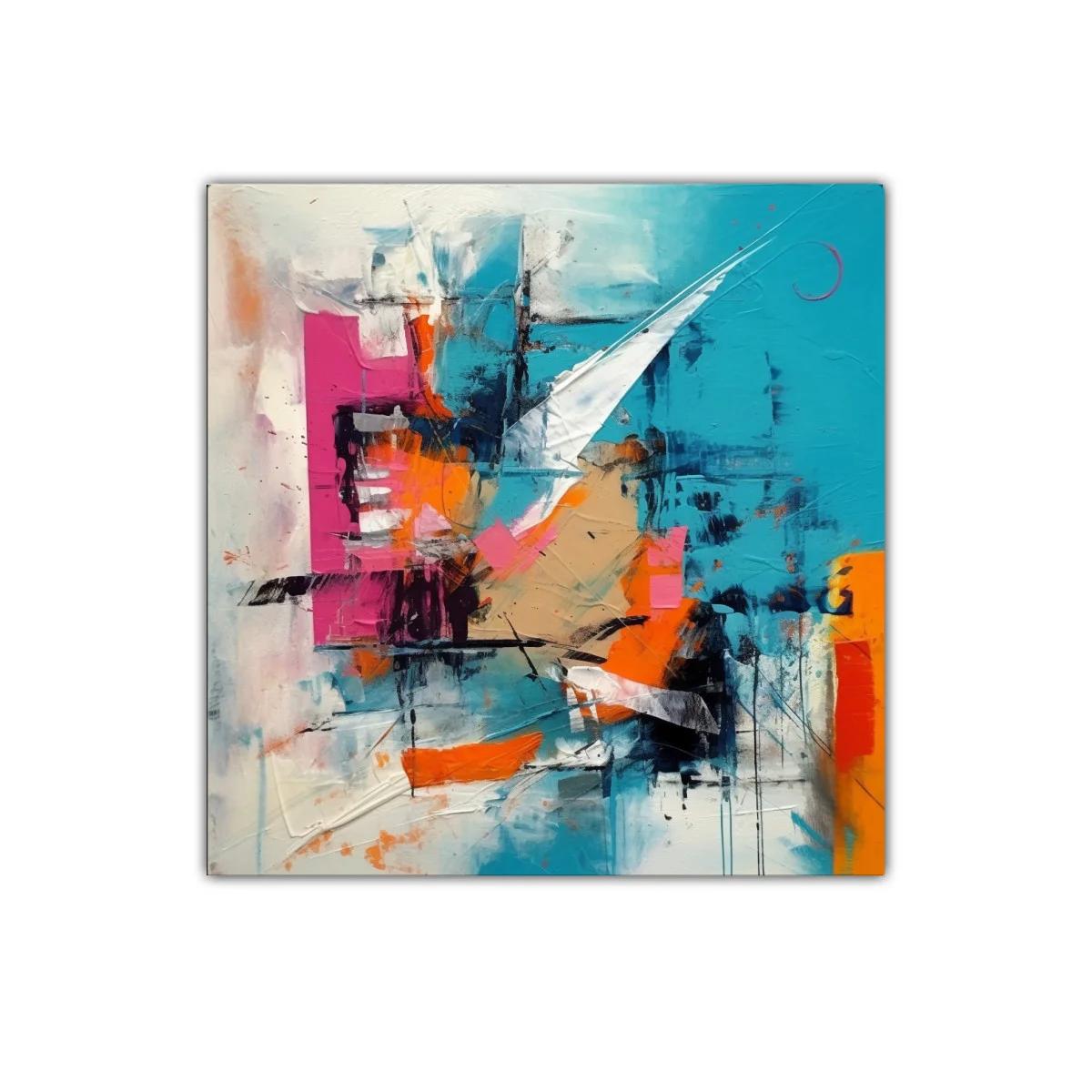 Composición abstracta con vibrantes tonos turquesa y naranja — imagen principal